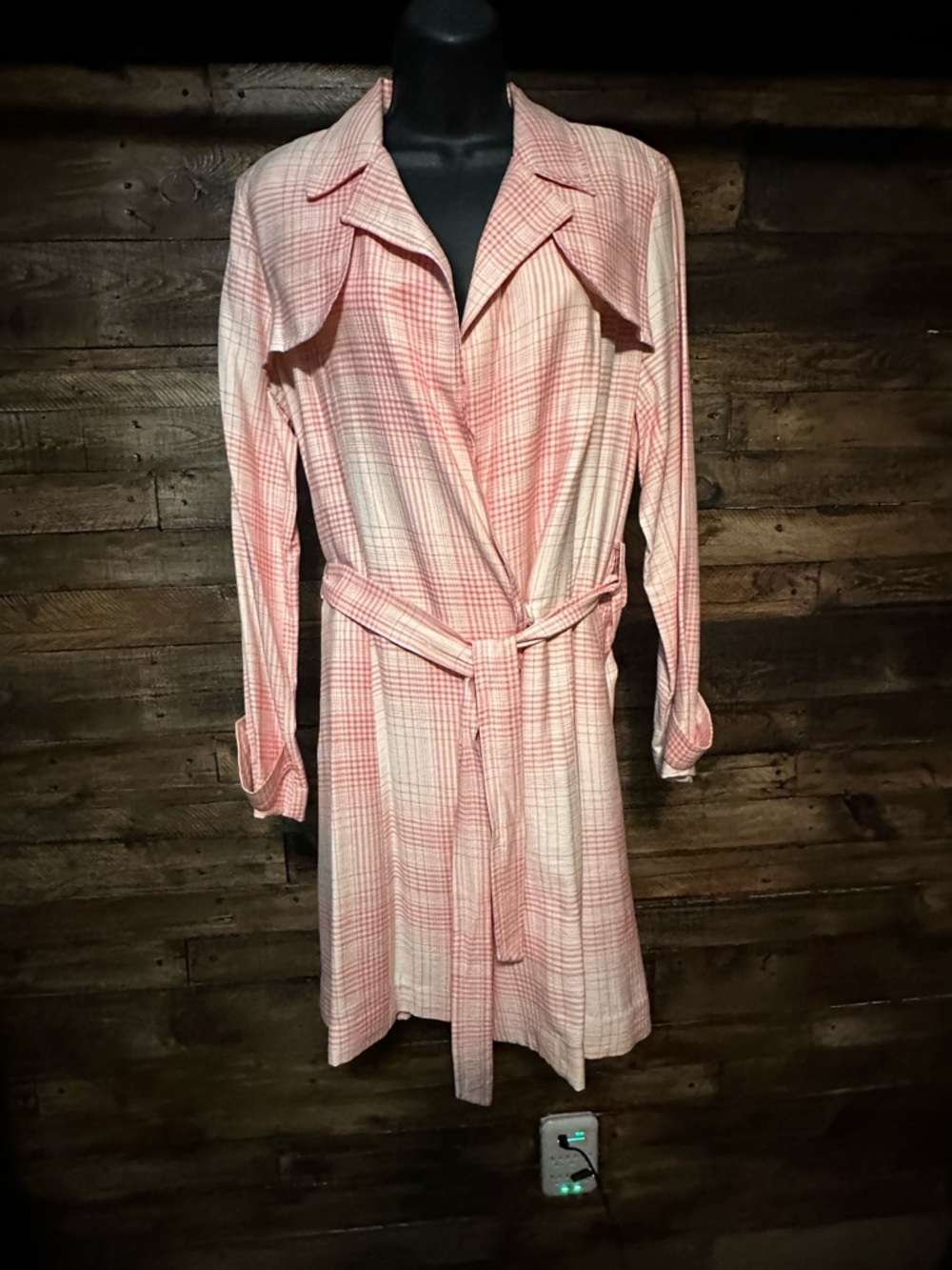 LC Lauren Conrad Pink Plaid Trench Coat